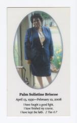 Memorial card for Palm Solistine Briscoe