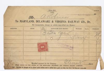 Abraham Robinson shipping bill, 1915 November 2
