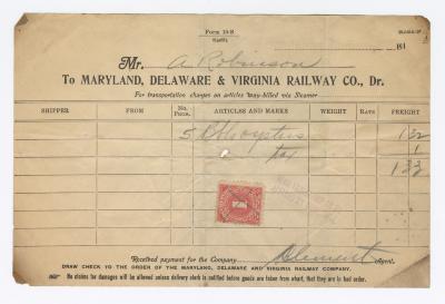 Abraham Robinson shipping bill, 1915 November 9