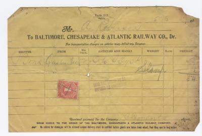 Abraham Robinson shipping bill, 1915 December 15