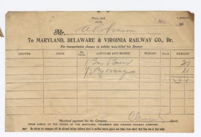 Abraham Robinson shipping bill, 1915 November