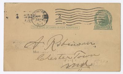 Letter from Sol Loewner to A. Robinson, 1917 March 2