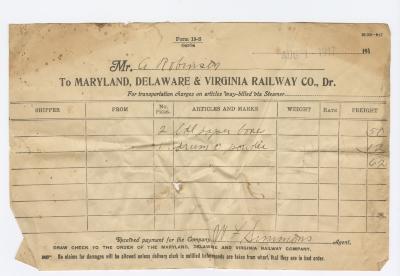 Abraham Robinson shipping bill, 1917 August 1