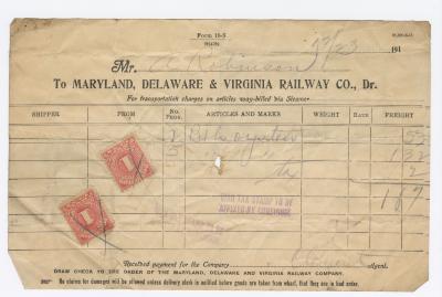 Abraham Robinson shipping bill, circa 1910 December 23