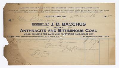 Bacchus Coal statement, 1915 January 16