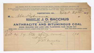 Bacchus Coal statement, 1914 October 30