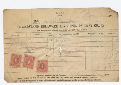 Abraham Robinson shipping bill, 1915 November 30