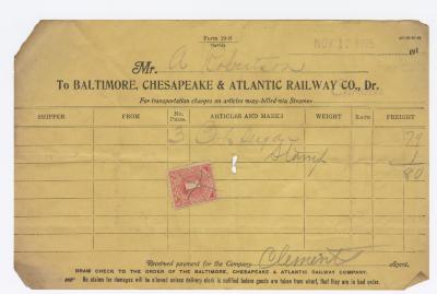 Abraham Robinson shipping bill, 1917 November 17