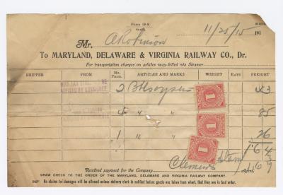 Abraham Robinson shipping bill, 1915 November 25