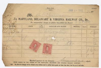 Abraham Robinson shipping bill, 1916 January 4