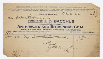 Bacchus Coal statement, 1915 March 22