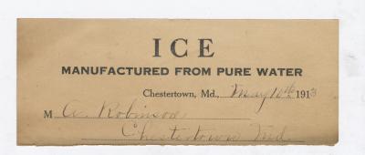 Chestertown Ice Co. bill fragment, 1913 May 10