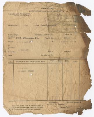 Abraham Robinson freight bill, 1915 September 27