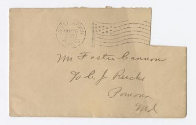 Envelope to Foster Cannon, 1908 November 26
