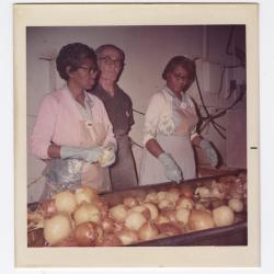 Sorting through yellow onions at VITA Foods