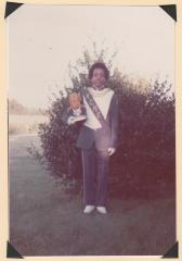Young man in marching band uniform