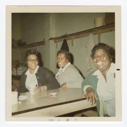Janet Rochester, Doris Green, and Florence Tinch in the VITA Foods cafeteria