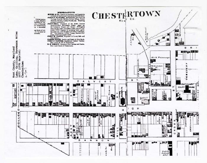 1877 map of Chestertown, Maryland