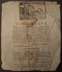 Broadside for opening season for horse Cincinatus