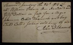 Documentation for sale of enslaved woman, Hannah, and her son, Joshua 
