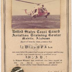 United States Coast Guard Aviation Training Center certificate