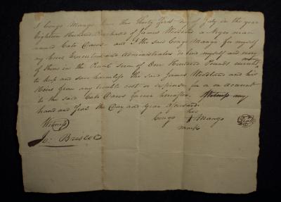Letter: Congo Mango to James Woodland, July 31, 1800 