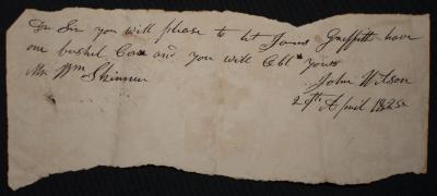 Letter: William Skinner to John Wilson, April 29, 1825