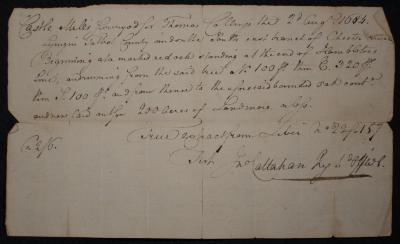 Land contract between Thomas Collinss and John Callahan