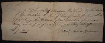 Payment received for hire of an enslaved man