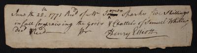 Payment of James Sparks to Samuel Whiting