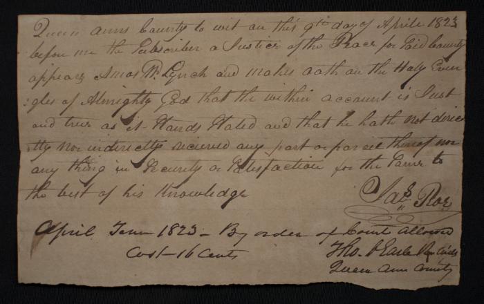 Presentation of transactions between Colonel James Brown and Amos W. Lynch