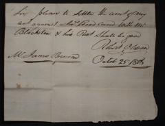 Letter: Robert Oldson to W. James Brorone, October 25, 1808
