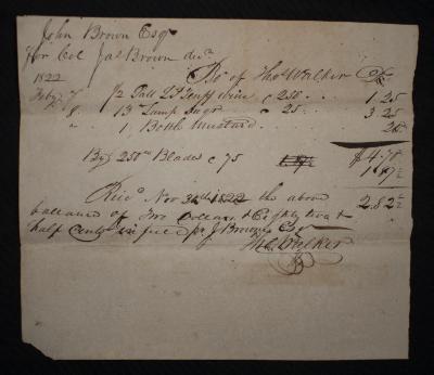 Thomas Walker's account with Colonel James Brown