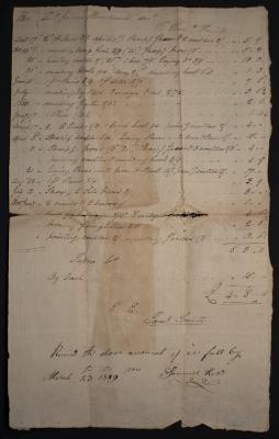 Account of deceased Dr. James Woodland to Samuel Smith