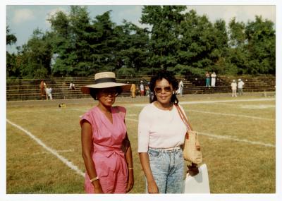 Muriel Lucretia Ringgold Thomas and Airlee Ringgold Johnson at a football game