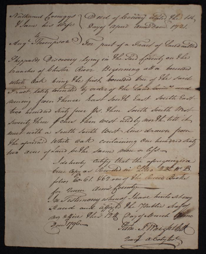 Deed of Nathaniel Comegys and wife Jane 