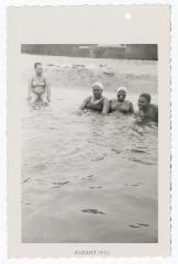 Essie Nickerson, Emma Hutchins, Gertrude Manuel, and Sam Ringgold at Sparrow's Beach, 1953