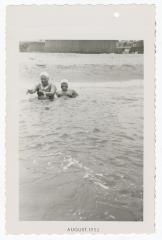 Emma Hutchins and Gertrude Manuel at Sparrow's Beach, 1953