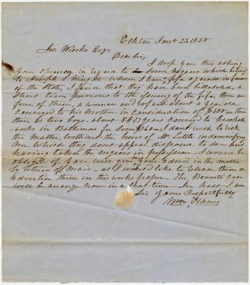 Letter from William Hanes to Joseph Wickes