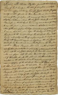 Bill of sale for Sarah Piner to Joseph Wickes for her estate