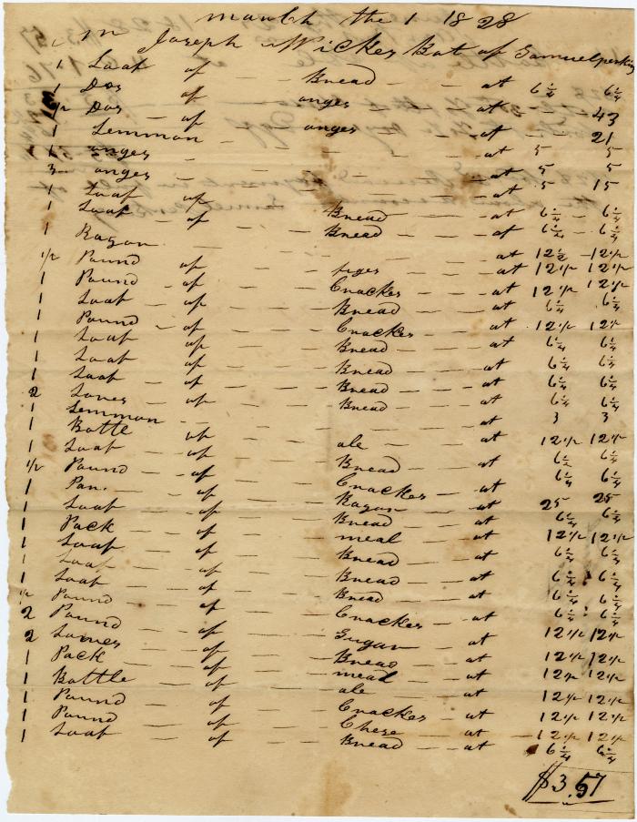 Estate inventory  of Samuel Perkins, African American