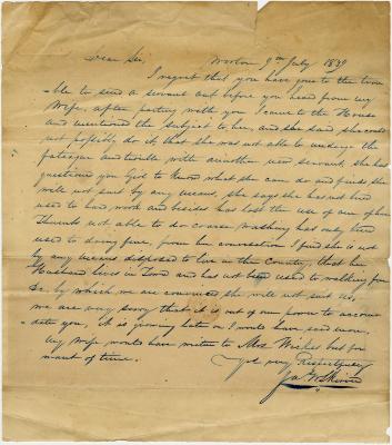 James Skervier letter to Joseph Wickes