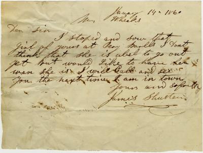 James Shuster letter to Joseph Wickes