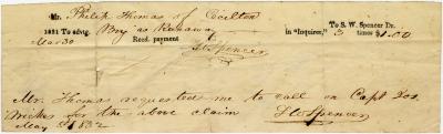 Philip Thomas receipt for an advertisement
