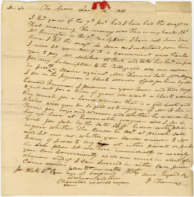 P. Thomas letter to Joseph Wickes