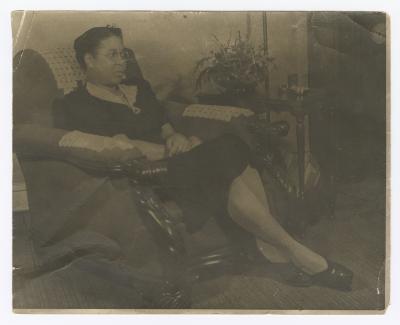 Laura Broadway seated in an armchair