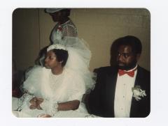Debbie and her husband at her wedding
