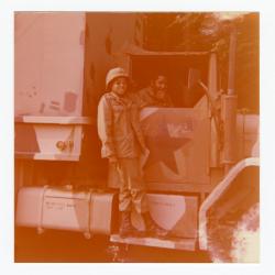 Eleanor Rochelle Ringgold standing on military vehicle 