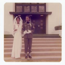 Gail Garrett and Aaron Knowling on their wedding day
